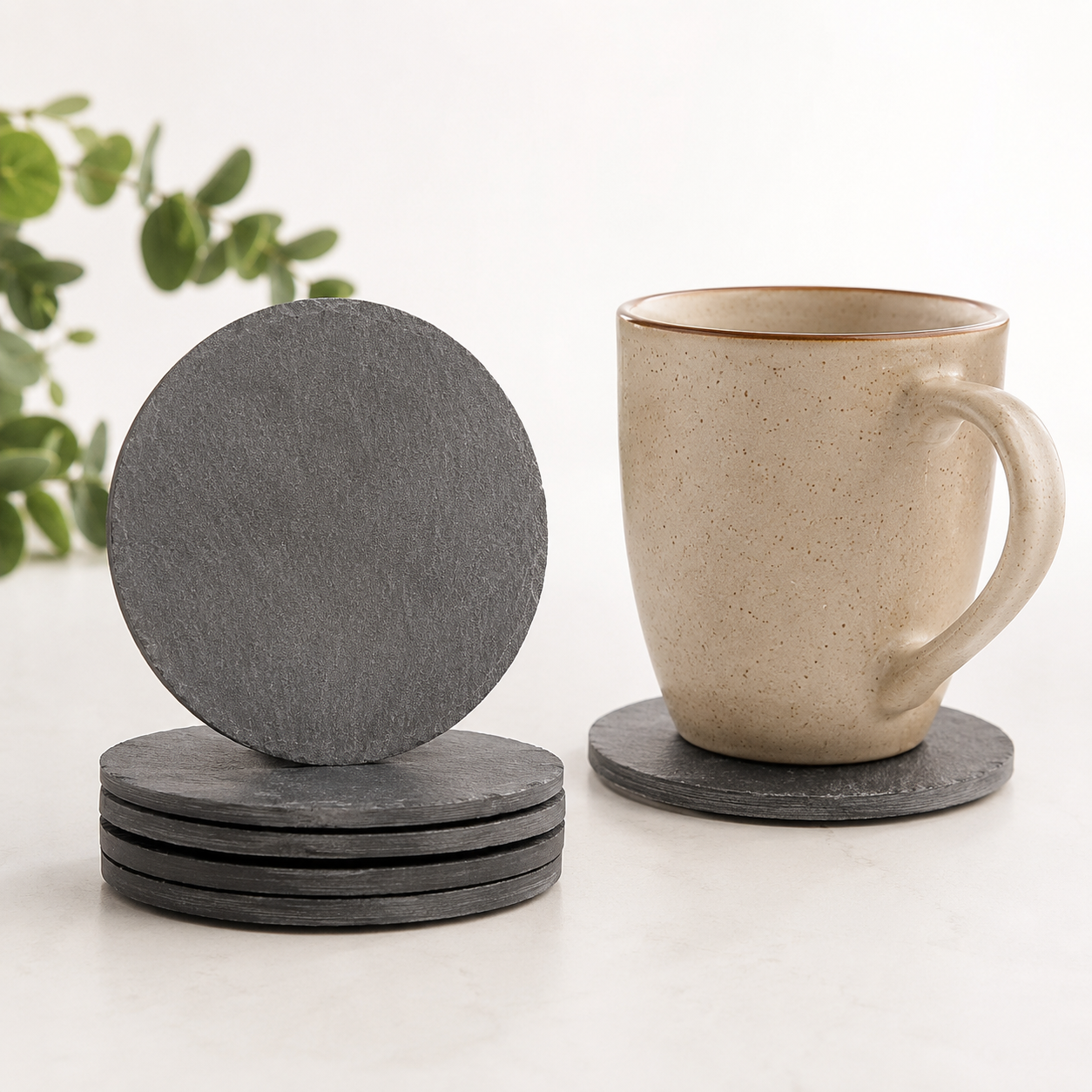 Slate Coasters Set of 4 with Holder