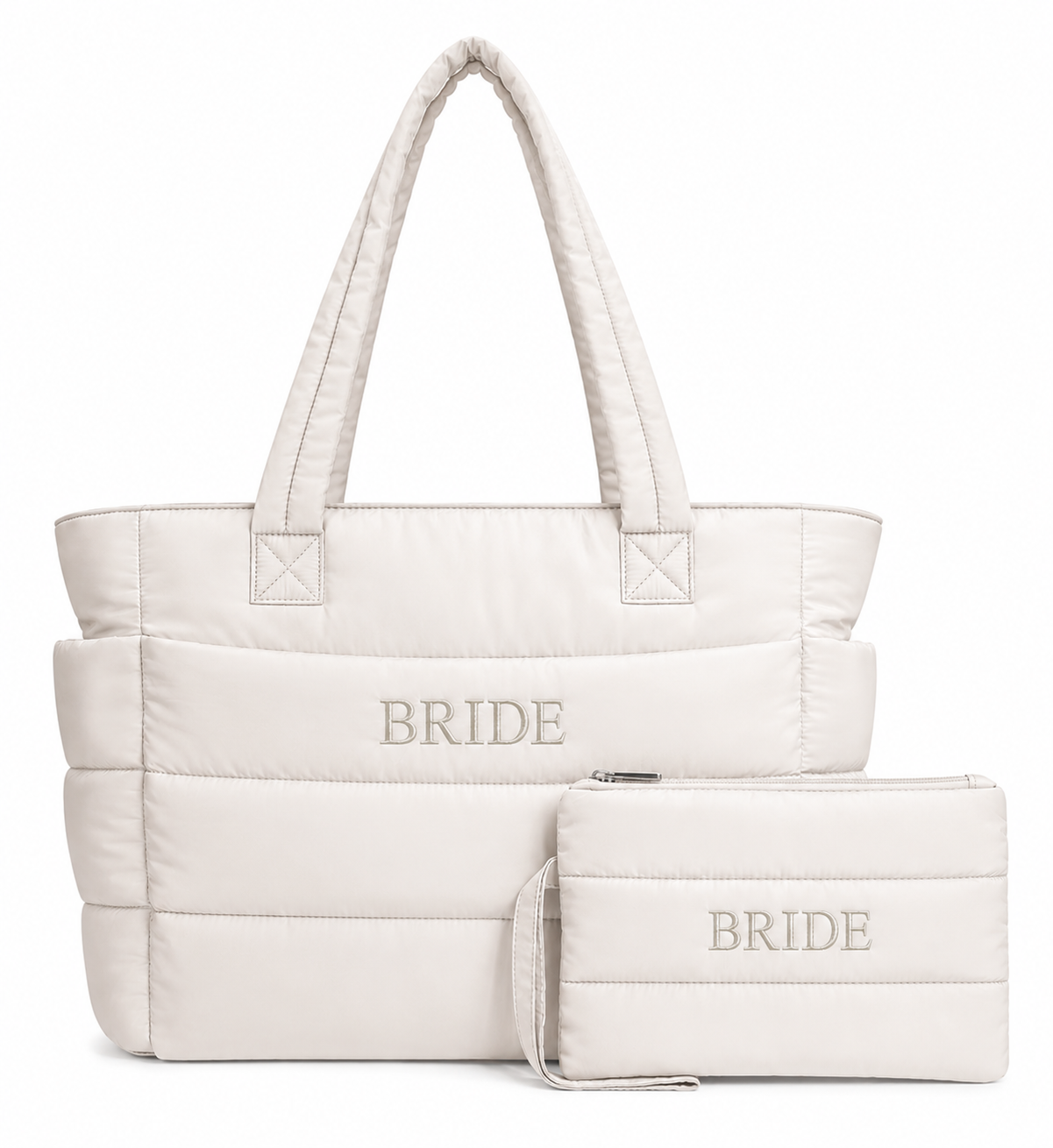 The Aspen Tote: Lightweight Quilted Everyday Tote + Pouch (White)
