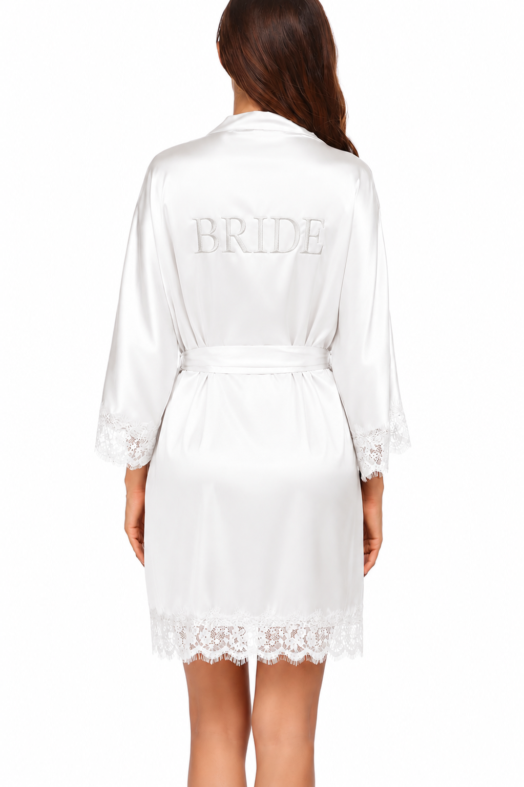 Bride Satin Lace Robe (White)