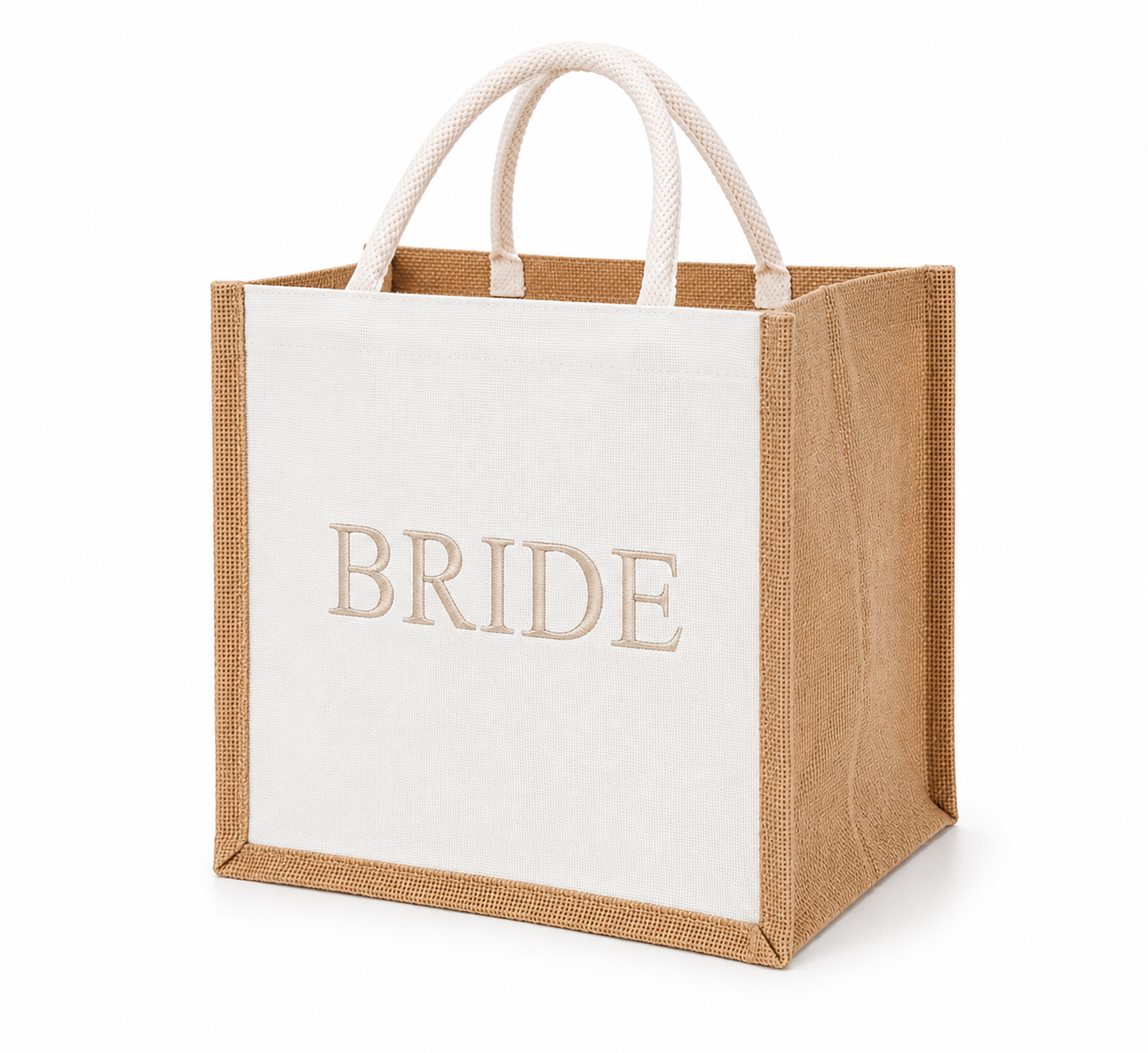 Burlap Tote Mini Bag (White)