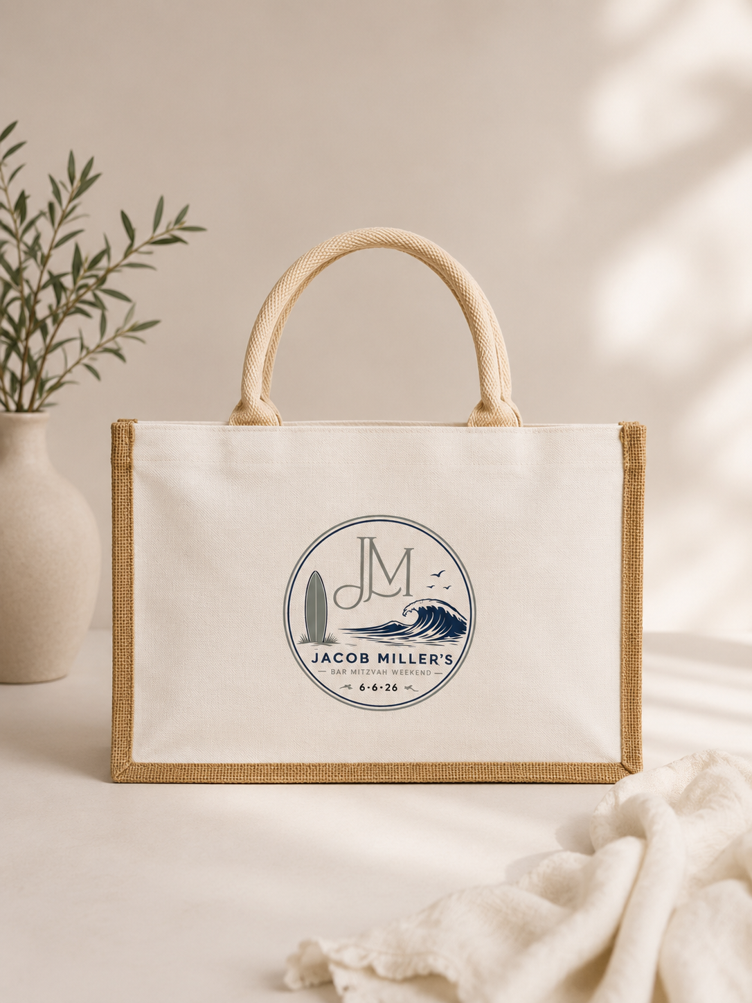 Burlap Tote Mini Bag