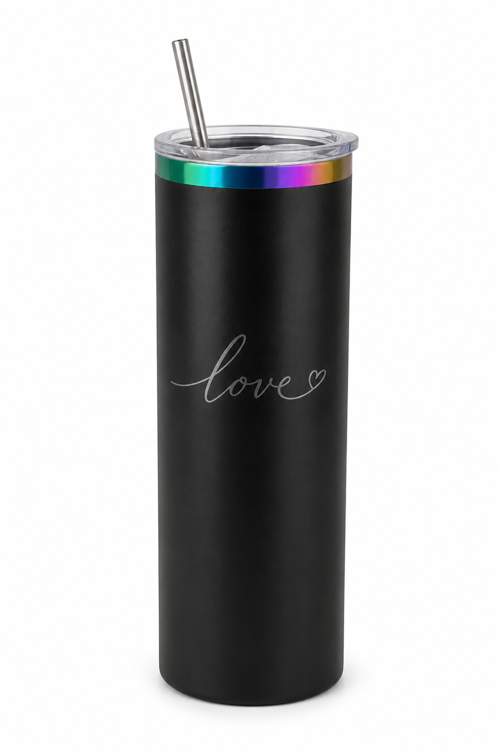 Black Insulated Stainless Steel Cup with Straw