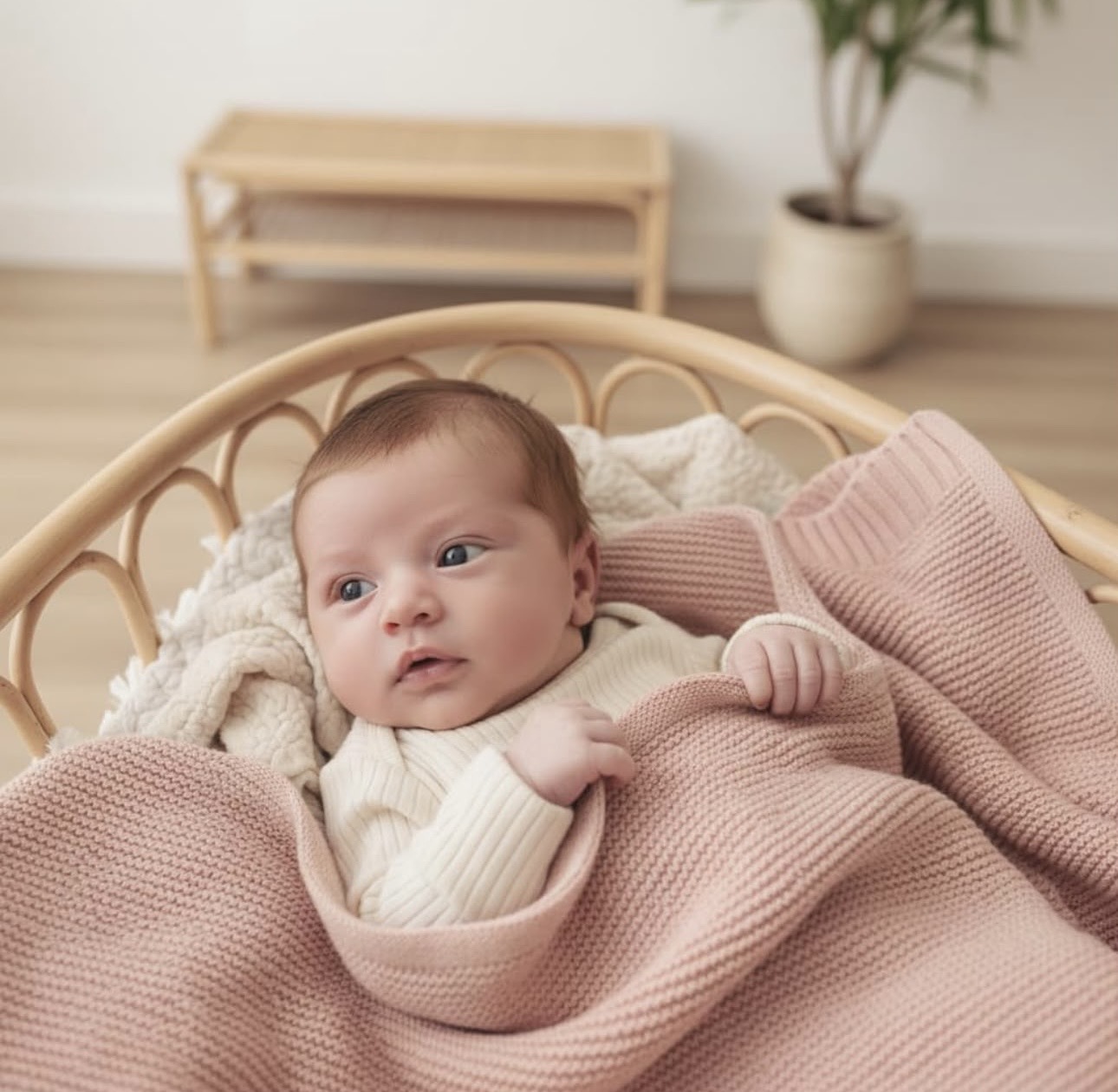 Solid Pink Knitted Blanket