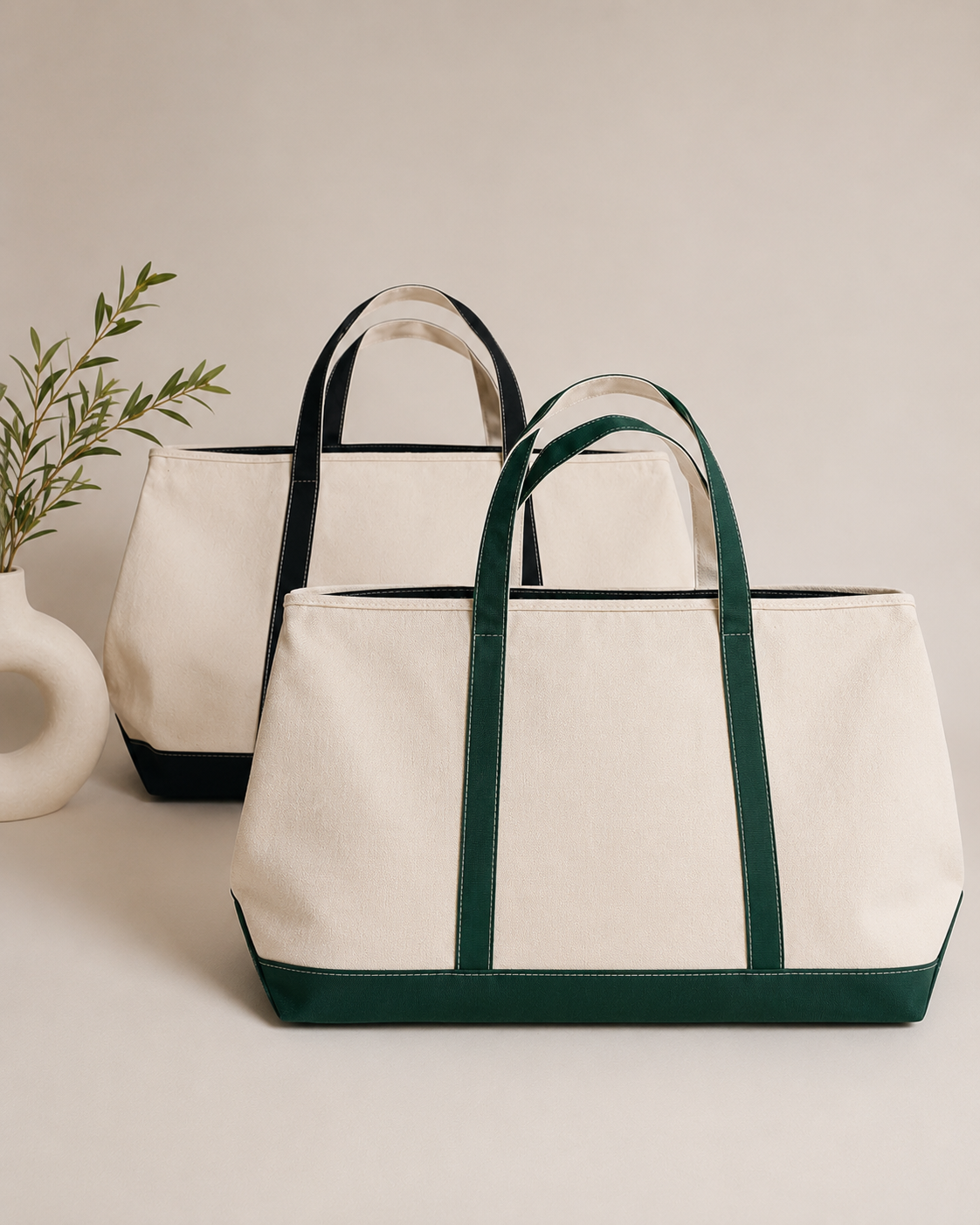 Personalized Cotton Tote Bag with Contrast Straps